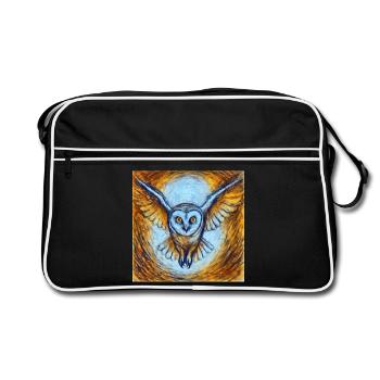Hibou lumineux en vol - Sac Retro - noir/blanc - Devant