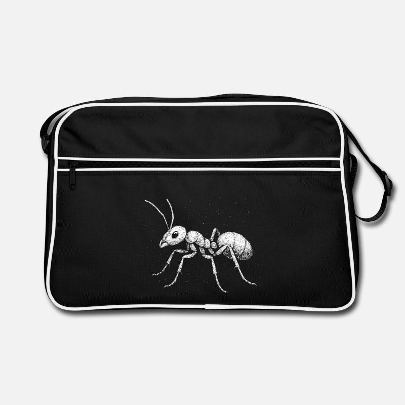 Ameise - Retro Tasche - Schwarz/Weiß