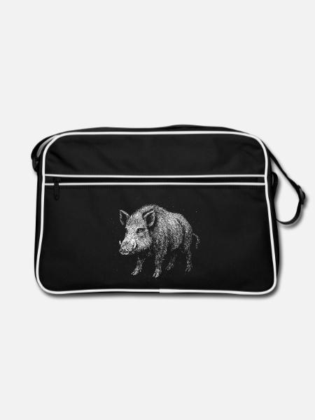 Wild boar - Retro Bag - black/white - Front