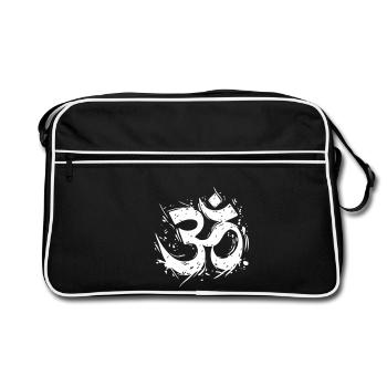 Om-Symbol im dynamischen Grunge-Design - Retro Tasche - Schwarz/Weiß - Vorne