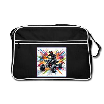 Quad Power – Farbenexplosion - Retro Tasche - Schwarz/Weiß - Vorne