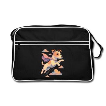 Super Hund Jack Russell Terrier Jacky Geschenk - Retro Tasche - Schwarz/Weiß - Vorne