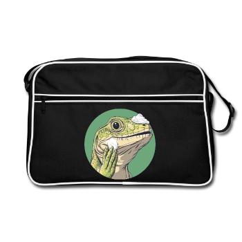 Echse beim Rasieren – Glatt wie nie! - Retro Tasche - Schwarz/Weiß - Vorne