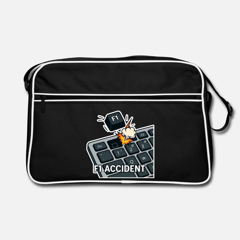 F1 accident - funny pun - Retro Bag - black/white