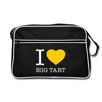 I LOVE EGG TART - Retro Tasche - Schwarz/Weiß - Vorne