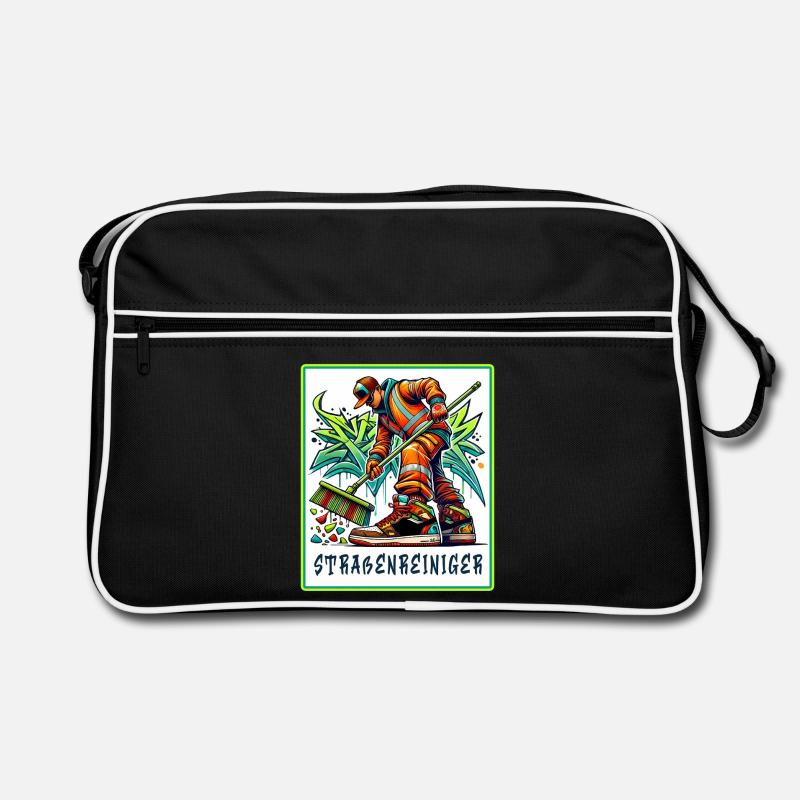 Straßenreiniger im Graffiti-Style Retro Tasche