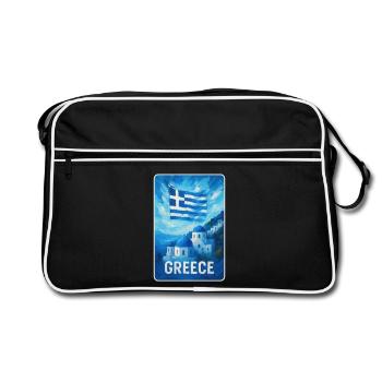 Grèce Santorin Drapeau - Sac Retro - noir/blanc - Devant