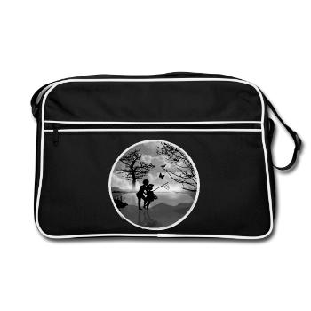 Attrape-papillons au bord du lac – d’une beauté nostalgique - Sac Retro - noir/blanc - Devant