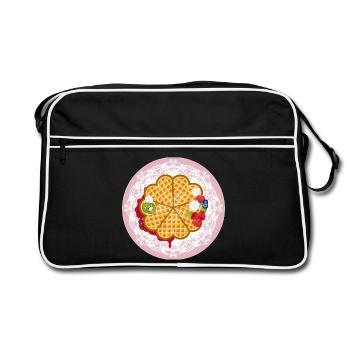 Gaufres dorées à motif fruits et crème - Sac Retro - noir/blanc - Devant