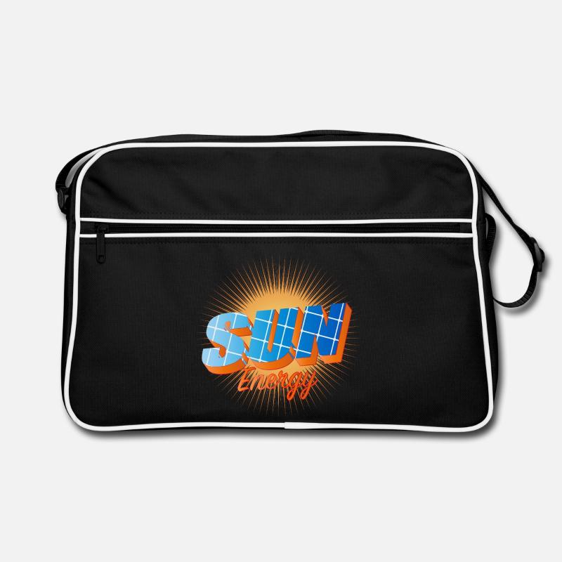 Typographie avec des cellules solaires et un soleil éclatant Sac Retro