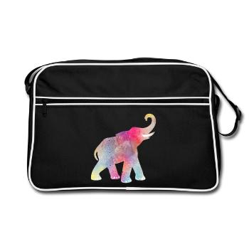 Yoga Holi Festival Indien Elefant farbenfroh om - Retro Tasche - Schwarz/Weiß - Vorne