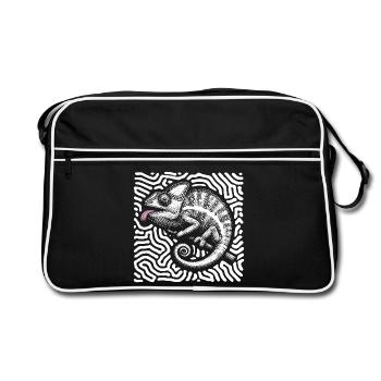 Chamäleon Pastell Stammeskunst - Retro Tasche - Schwarz/Weiß - Vorne