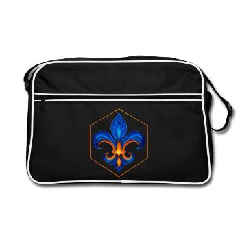Fleur-de-Lys Flame Blue and Gold Glow - Retro Bag - black/white - Front