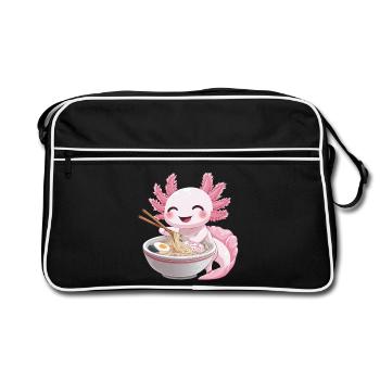 Kawaii Anime Axolotl Ramen Nouilles - Sac Retro - noir/blanc - Devant