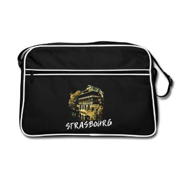 Façades typiques de Strasbourg – Illustration - Sac Retro - noir/blanc - Devant