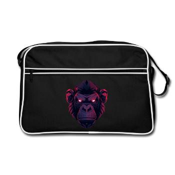 Neon Gorilla Kopfkunst - Retro Tasche - Schwarz/Weiß - Vorne