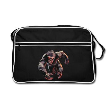 Gorille dans le style low poly - Sac Retro - noir/blanc - Devant
