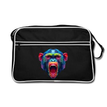 Colorful polygon monkey head - Retro Bag - black/white - Front
