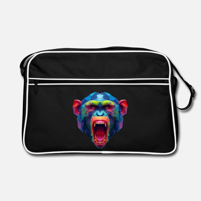 Colorful polygon monkey head Retro Bag