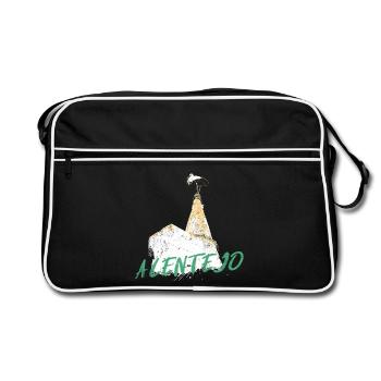 fireplace with typical Alentejo stork - Retro Bag - black/white - Front
