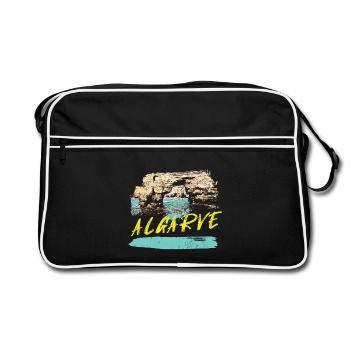 Klippen Algarve Illustration Portugal - Retro Tasche - Schwarz/Weiß - Vorne