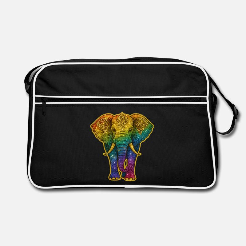 Rainbow Elephant Gold Glitter Retro Bag