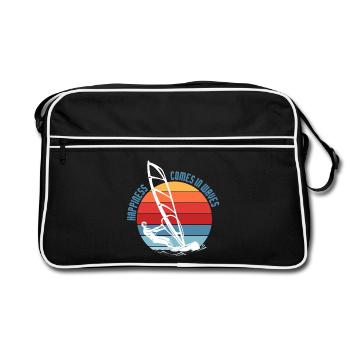 Le bonheur vient dans la conception des vagues de planche à voile - Sac Retro - noir/blanc - Devant