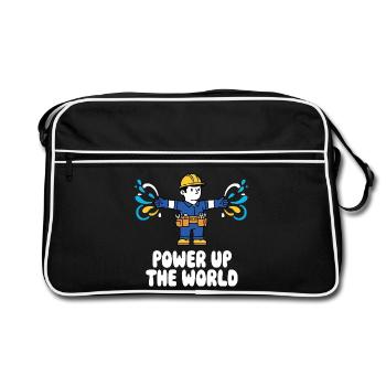 Power Up The World Worker - Retro Bag - black/white - Front