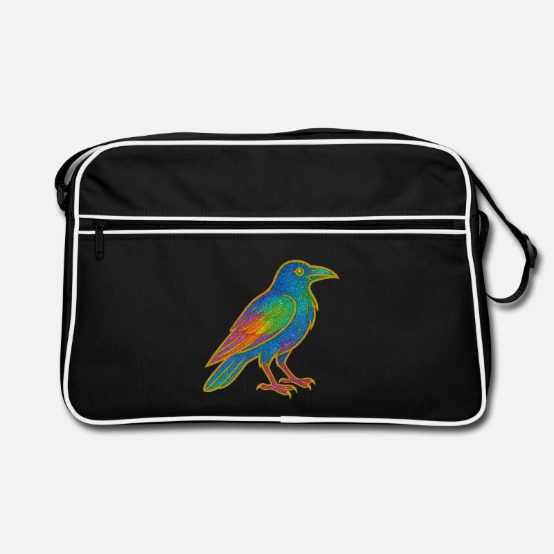 Rainbow Raven Patch Design Retro Bag