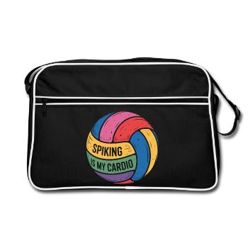 Spiking is my cardio volleyball motivation - Retro Bag - black/white - Front