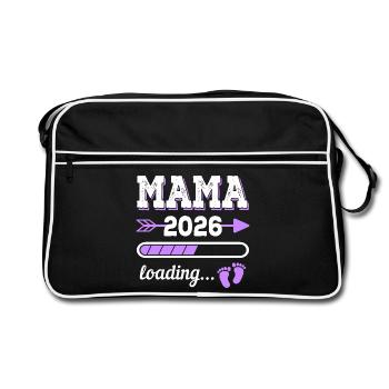 Maman 2026 Loading Idée cadeau de grossesse - Sac Retro - noir/blanc - Devant