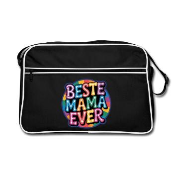 Meilleure maman de tous les temps arc-en-ciel - Sac Retro - noir/blanc - Devant