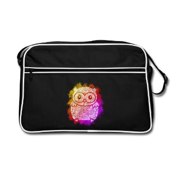 Zentangle Owl - Retro Bag - black/white - Front