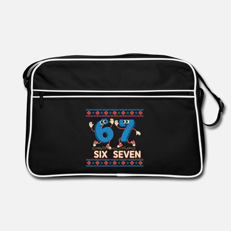 6 7 Six Seven Memes - Retro Bag - black/white