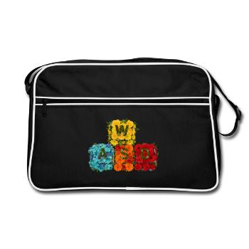 WASD Gaming Gamer Süß Niedlich Geschenk - Retro Tasche - Schwarz/Weiß - Vorne