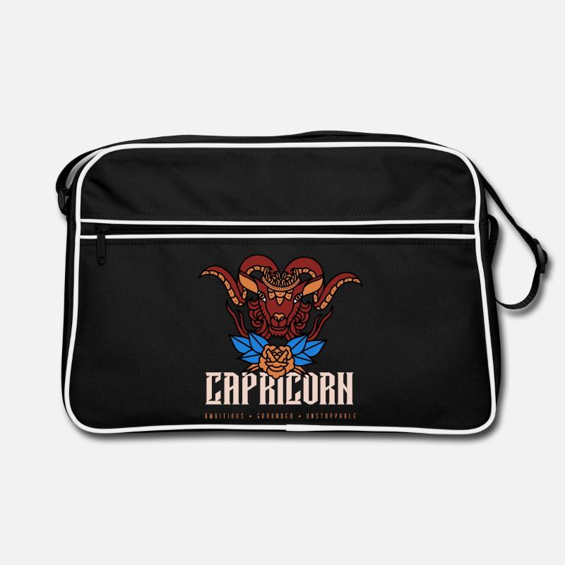 Steinbock - Retro Tasche - Schwarz/Weiß