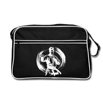 Silhouette de Karaté Parfaite en Combat Dynamique - Sac Retro - noir/blanc - Devant