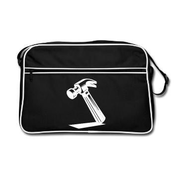 Motif de marteau pour charpentier et constructeur - Sac Retro - noir/blanc - Devant