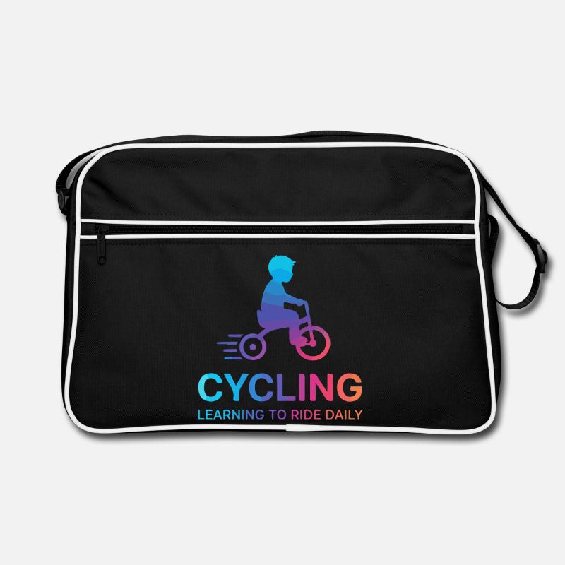 Kind-Kind-Radfahrer-Lernender Retro Tasche