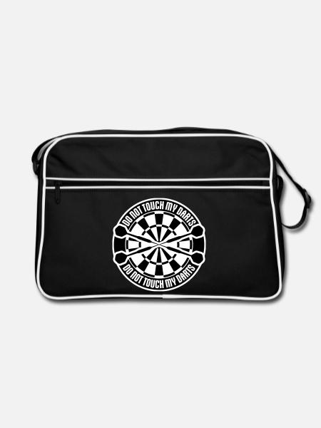 Do Not Touch My Darts Warnung Dartspieler Humor - Retro Tasche - Schwarz/Weiß - Vorne