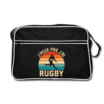 Ich kann nicht, ich habe Rugby-Geschenk Rugby - Retro Tasche - Schwarz/Weiß - Vorne