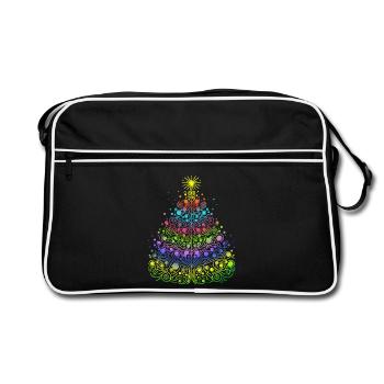 Weihnachtsbaum - Retro Tasche - Schwarz/Weiß - Vorne