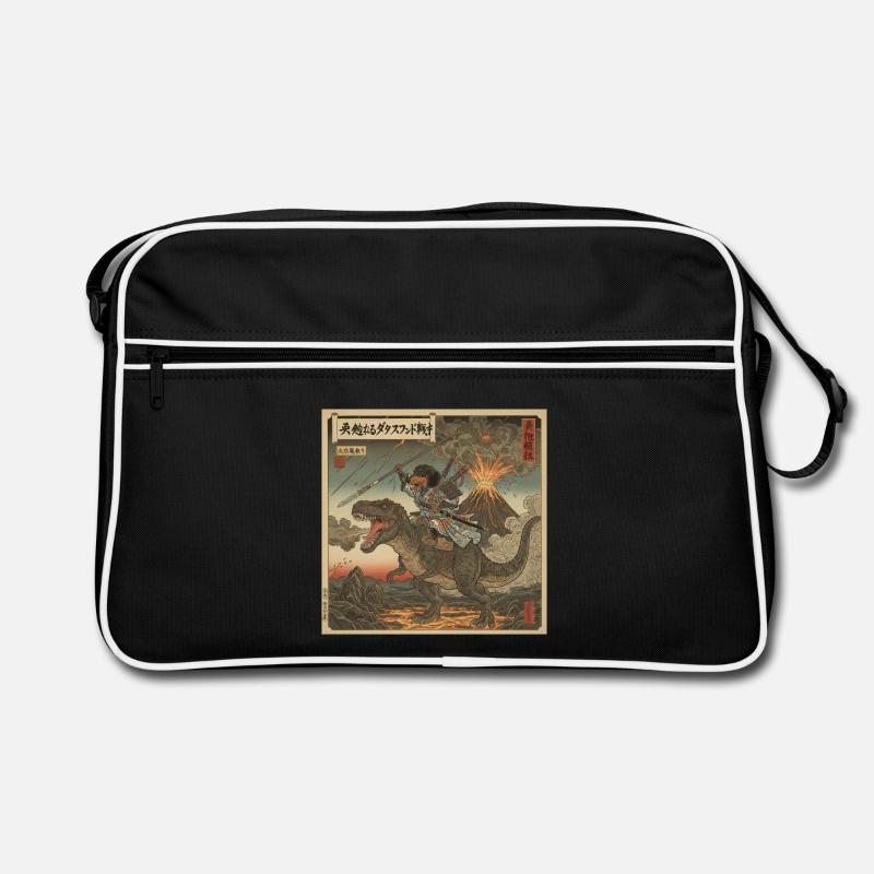 Dachshund Samurai Warrior Riding T-Rex Dinosaur Retro Bag
