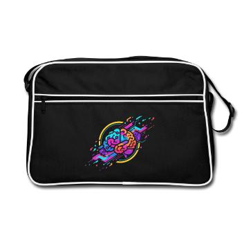 KI Brain - Retro Tasche - Schwarz/Weiß - Vorne