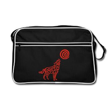 The wolf and the red moon - Retro Bag - black/white - Front
