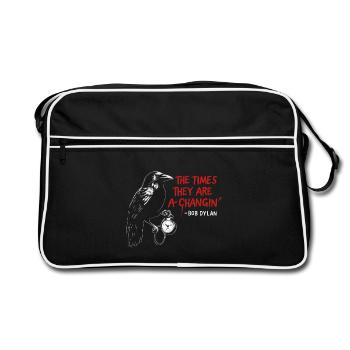 Raven with pocket watch Change times - Retro Bag - black/white - Front