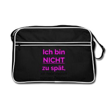 Je ne suis pas en retard, j’ai le mien - Sac Retro - noir/blanc - Devant