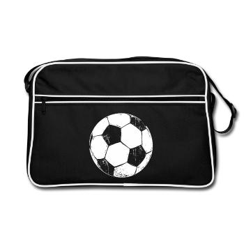 Fussball Fußball Fußballer - Retro Tasche - Schwarz/Weiß - Vorne