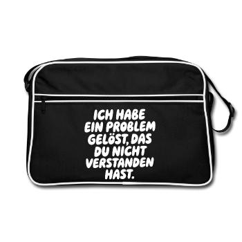 I solved a problem Saying - Retro Bag - black/white - Front