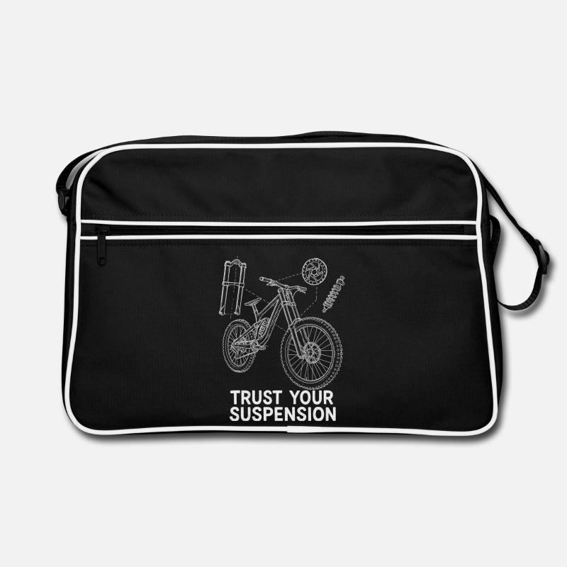 Downhill MTB Exploded Drawing – Suspension Art Retro Bag